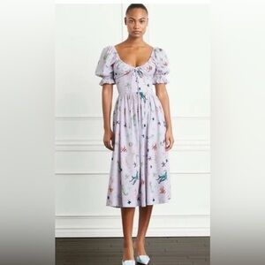 Hill House Textured Lavender Dress with Floral Accents